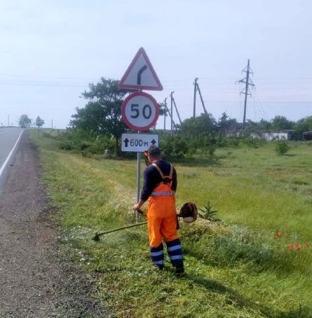 Крымавтодор проводит вырубку кустарника и окос травы на полосах отвода и прилегающей местности